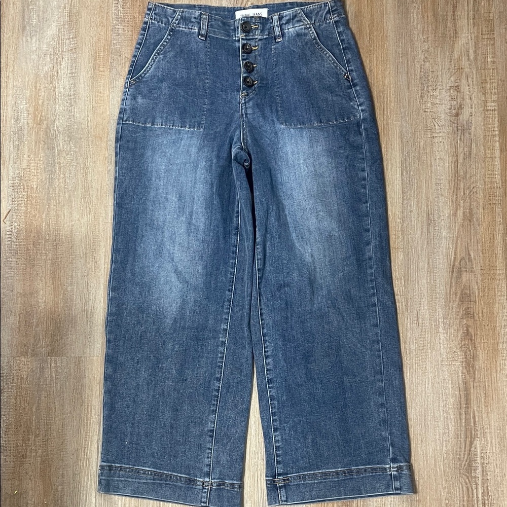 Tribal Blue Wide-Leg High-Rise Jeans